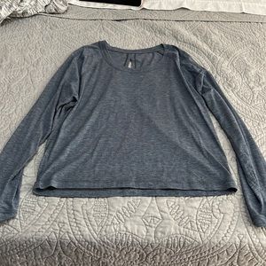 lululemon key hole slit long sleeve shirt chambray blue